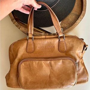 Vintage Boho Designer LIEBESKIND BERLIN Camel Sporty Duffle Day Bag Purse